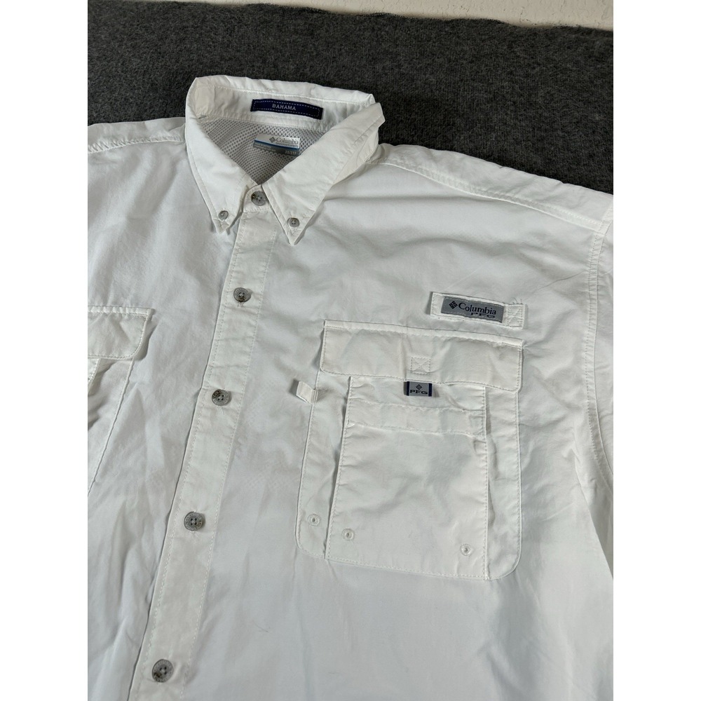Columbia‎ Tamiami Shirt Mens 3XL 3XF  White Short Sleeve Fishing Outdoor